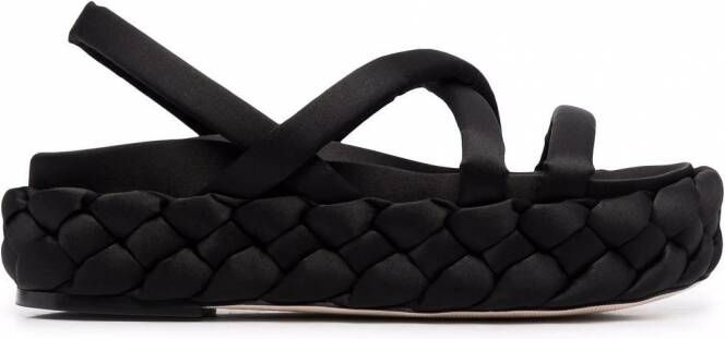 Paloma Barceló Geweven slingback sandalen Zwart