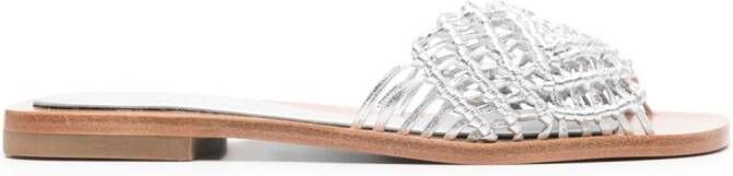 Paloma Barceló Olimpia leren sandalen Zilver