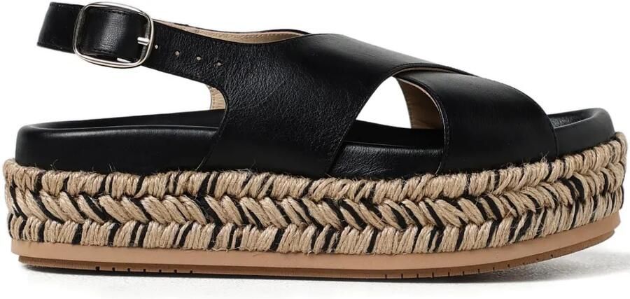 Paloma Barceló Francia 35mm geweven sandalen met plateauzool Zwart