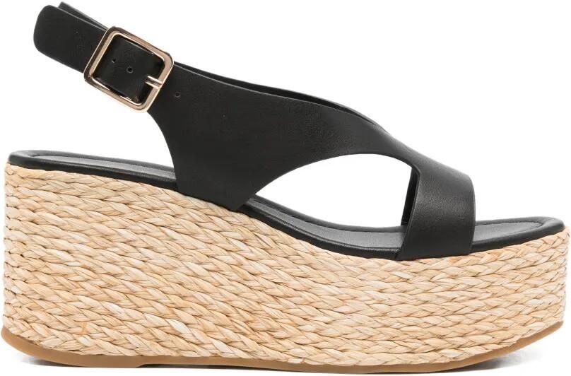 Paloma Barceló Hudson leren sandalen met plateauzool Zwart