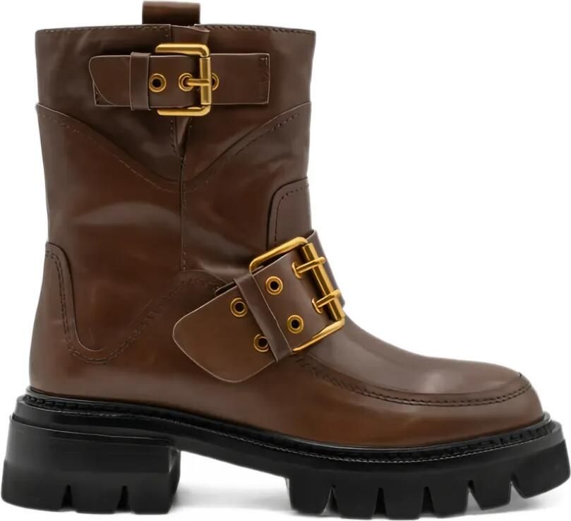 Paloma Barceló Lesia buckled leather ankle boots Bruin