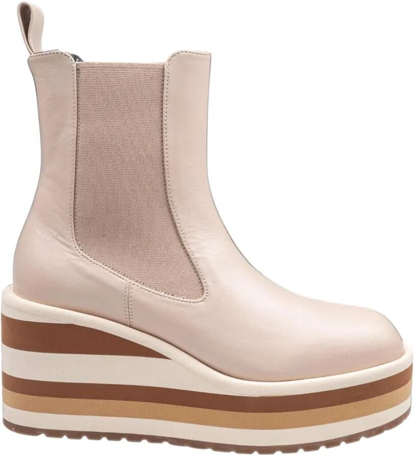 Paloma Barceló Lia gestreepte laarzen met plateauzool Beige