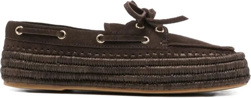 Paloma Barceló Penelope suède raffia loafers Bruin - Foto 1