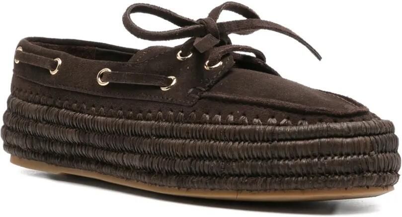Paloma Barceló Penelope suède raffia loafers Bruin - Foto 4