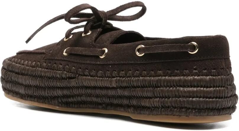 Paloma Barceló Penelope suède raffia loafers Bruin - Foto 3