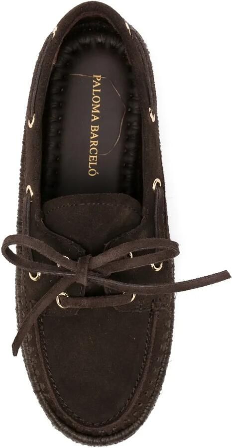 Paloma Barceló Penelope suède raffia loafers Bruin - Foto 2