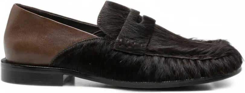 Paloma Barceló pony-hair panelled loafers Zwart