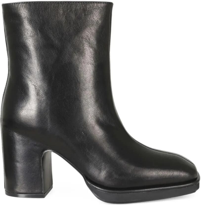 Paloma Barceló square-toe leather ankle boots Zwart