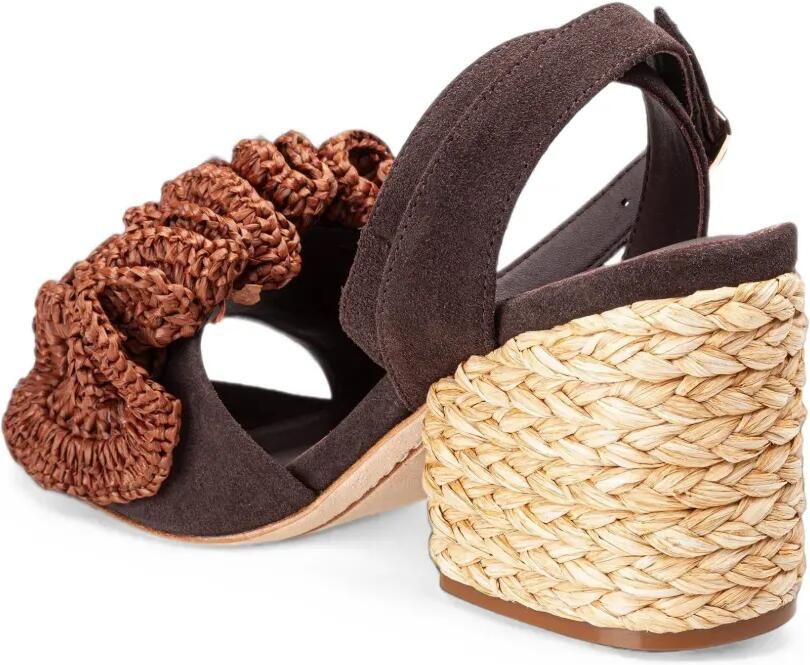 Paloma Barceló Teresa sandalen met raffia hak en waaierdetail Bruin - Foto 2