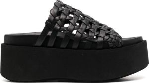Paloma Barceló woven leather platform mules Zwart