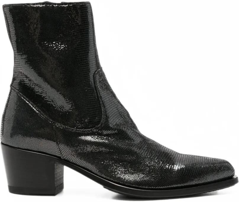 Pantanetti lizard-effect leather ankle boots Zwart