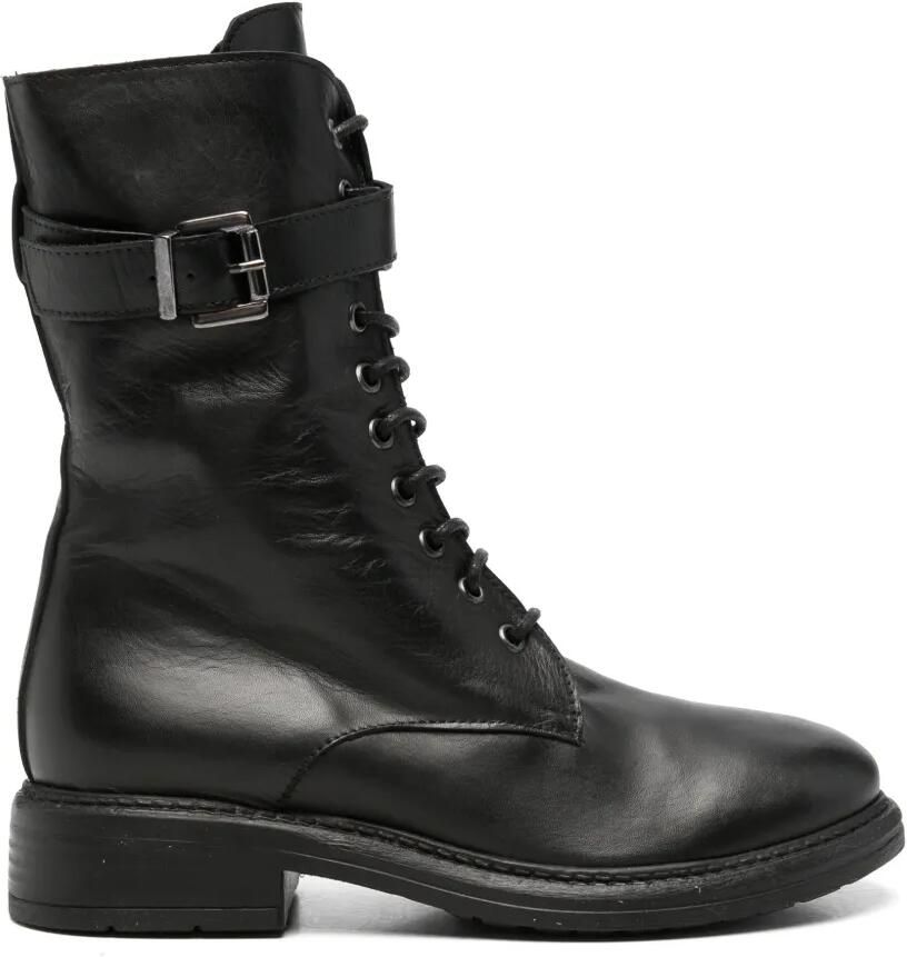 Paola parisi buckle-strap lace-up boots Zwart