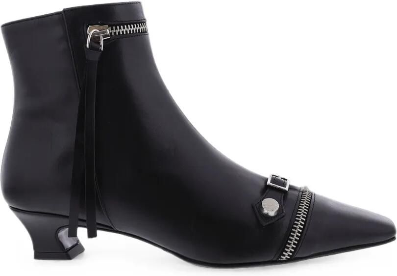 Paris Punk buckle-detail leather ankle boots Zwart