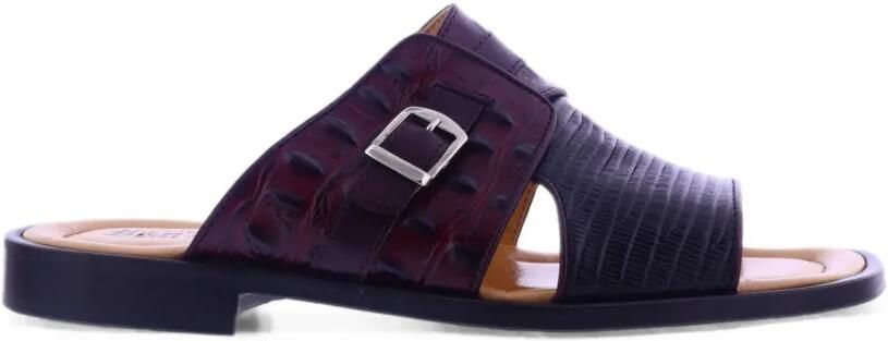 Paris Punk Sandalen met krokodillen-reliëf en gesp Paars
