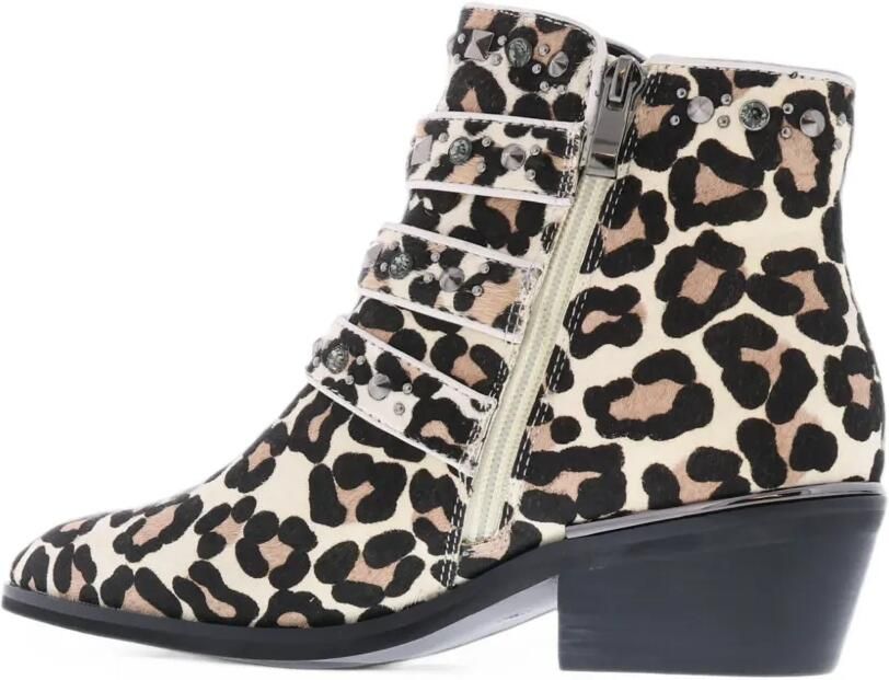 Paris Punk leopard-print buckled ankle boots Beige - Foto 4