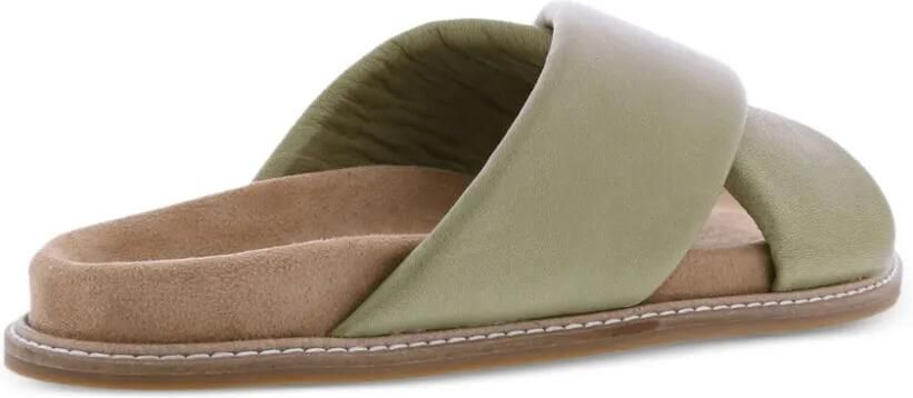 Paris Punk Leren slippers met gekruiste bandjes Groen - Foto 3