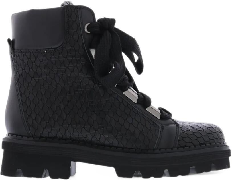 Paris Punk snakeskin-effect lace-up boots Zwart