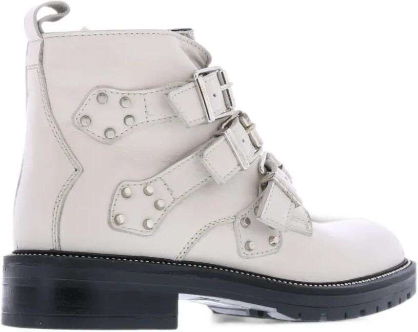 Paris Punk studded buckled biker boots Wit - Foto 2