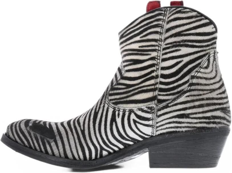 Paris Punk zebra-print pony hair cowboy boots Wit