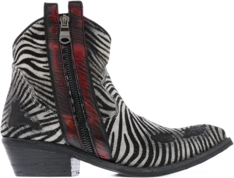 Paris Punk zebra-print pony hair cowboy boots Wit - Foto 4