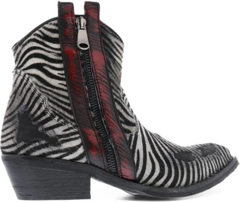Paris Punk zebra-print pony hair cowboy boots Wit - Foto 3