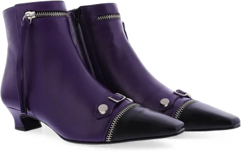 Paris Punk zip-embellished leather ankle boots Paars - Foto 5