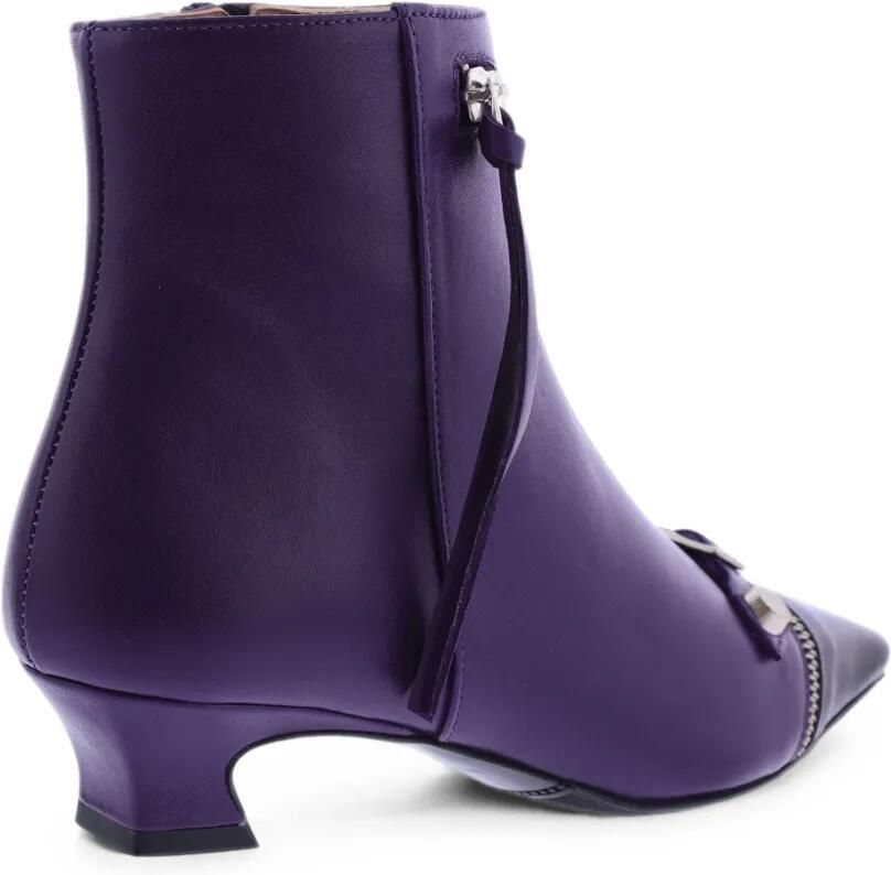 Paris Punk zip-embellished leather ankle boots Paars - Foto 3