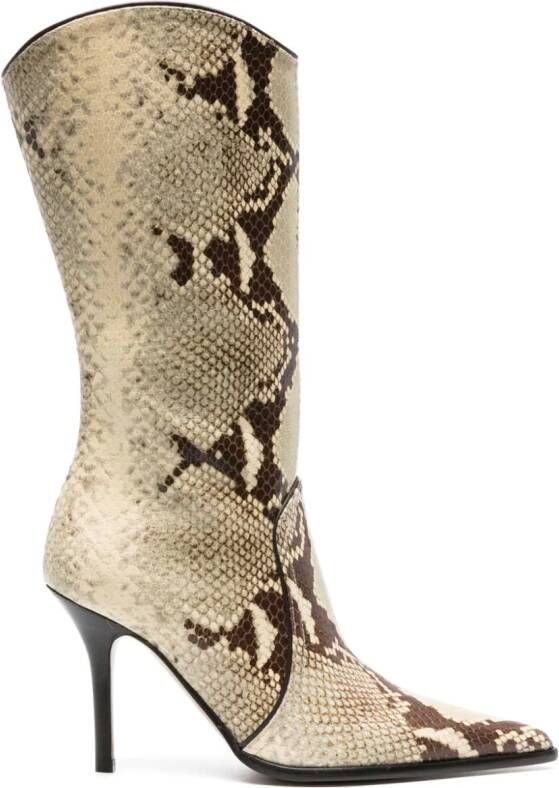 Paris Texas Ashley laarzen met slangenleer-effect Geel