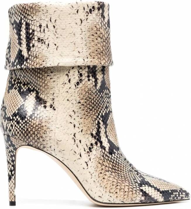 Paris Texas Enkellaarzen met slangenhuid-effect Beige