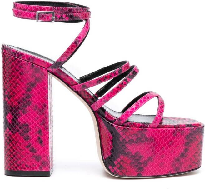 Paris Texas Evita sandalen met slangenleer-effect Roze