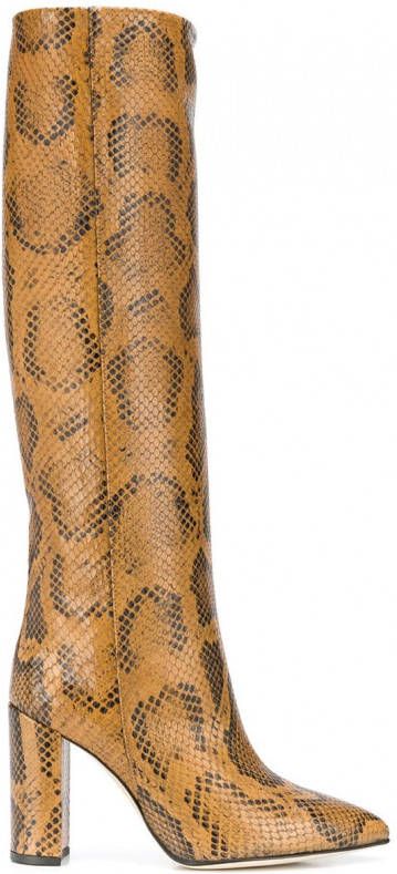 Paris Texas Laarzen met slangenprint Beige - Schoenen.nl
