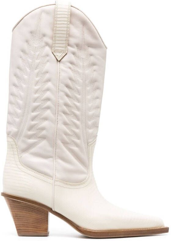 Paris Texas Muiltjes met borduurwerk Beige