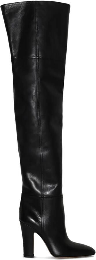 Paris Texas 100 mm overknee leren laarzen Zwart