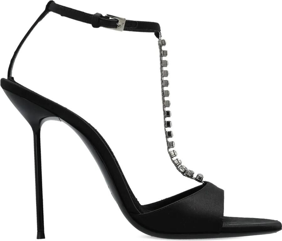 Paris Texas 105 mm Lidia sandalen met kristallen ketting en T-bandje Zwart