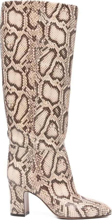 Paris Texas 80 MM leren laarzen met pythonprint Beige
