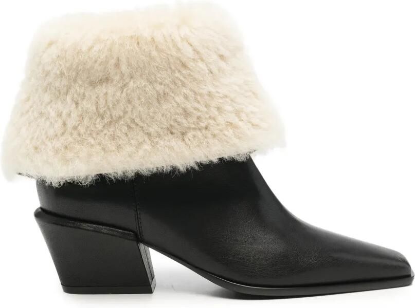 Paris Texas Bettina shearling-trim ankle boots Zwart