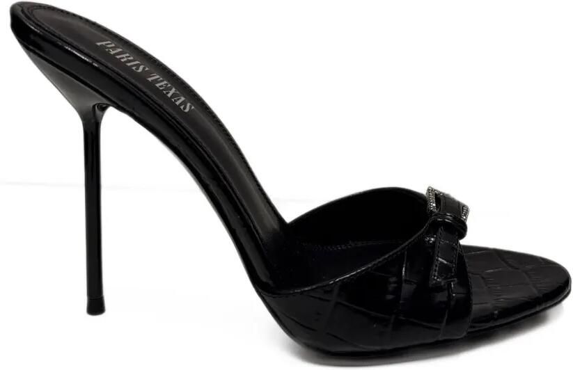 Paris Texas Lidia croc-embossed buckle sandals Zwart