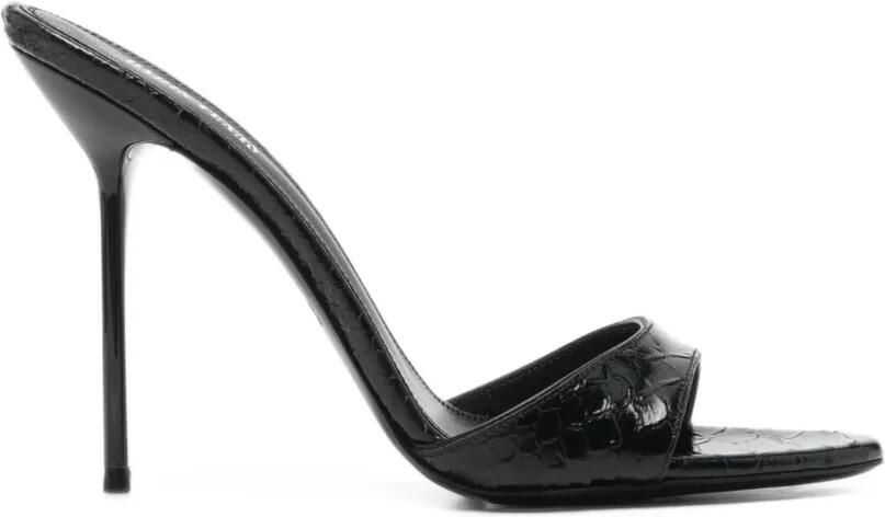 Paris Texas Lidia leren sandalen met krokodillen-reliëf Zwart