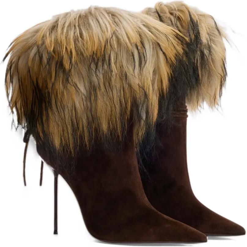 Paris Texas Lidia faux fur-trim ankle boots Bruin - Foto 4