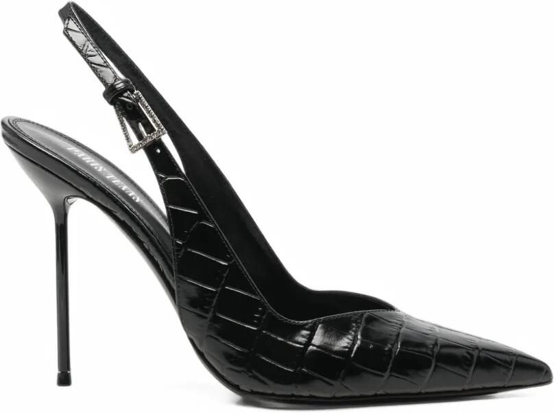 Paris Texas Lidia slingback pumps met krokodillen-reliëf Zwart