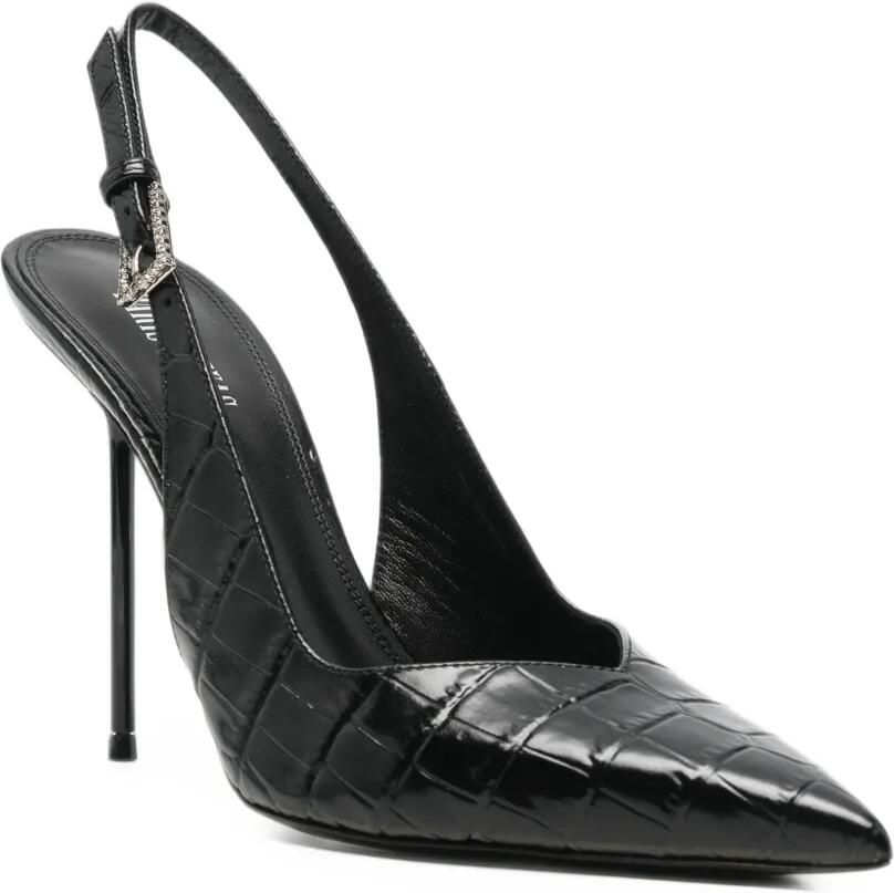 Paris Texas Lidia slingback pumps met krokodillen-reliëf Zwart - Foto 3
