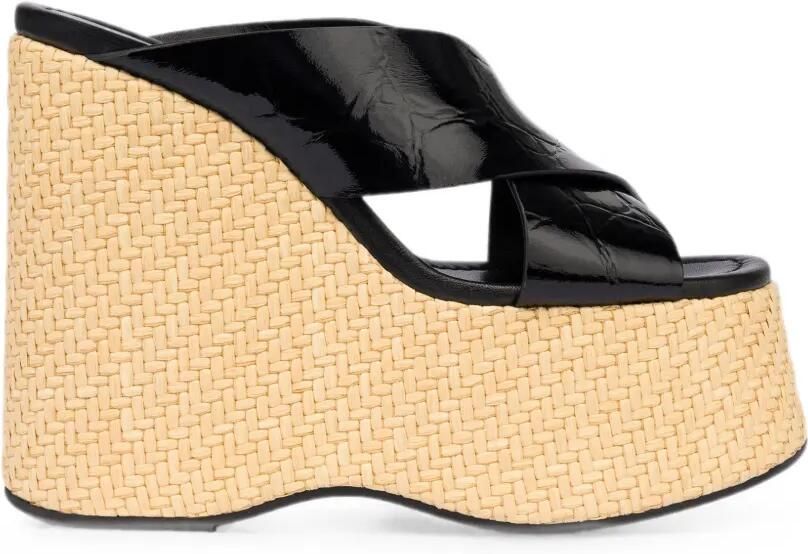 Paris Texas Mara sandalen met krokodillen-reliëf en sleehak Zwart