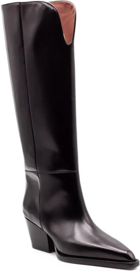 Paris Texas pointed-toe leather knee-high boots Zwart - Foto 3