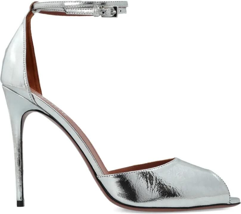 Paris Texas Pumps met open neus en enkelbandje Zilver