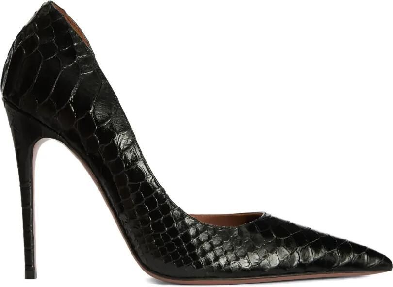 Paris Texas Vera pumps van slangenleer met puntige neus Zwart