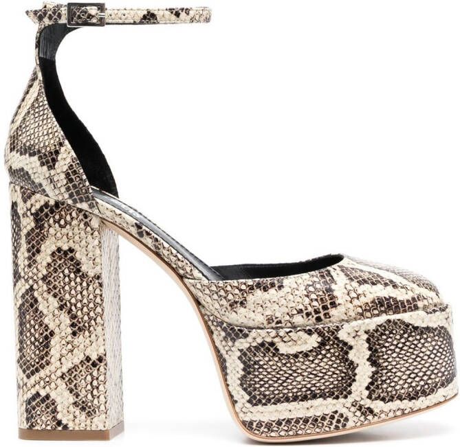Paris Texas Pumps met slangenhuid-effect Beige