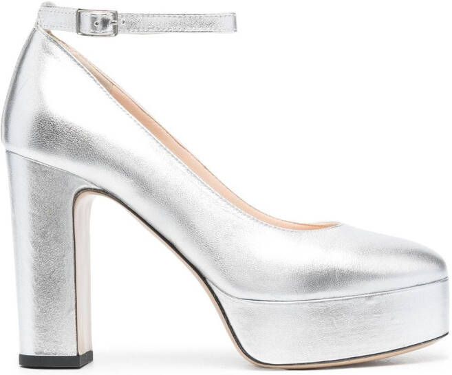 P.A.R.O.S.H. Mary Jane pumps met plateauzool Zilver