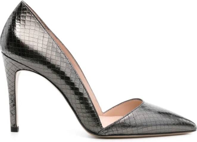 P.A.R.O.S.H. 95mm leren pumps met slangen-reliëf Zwart