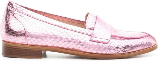 P.A.R.O.S.H. Metallic loafers met slangenleer-effect Roze