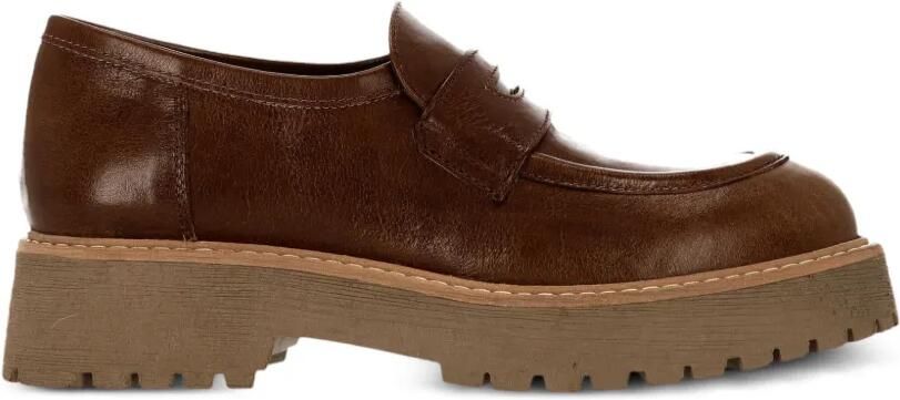 PATRIZIA BONFANTI Leren loafers met plateauzool Bruin